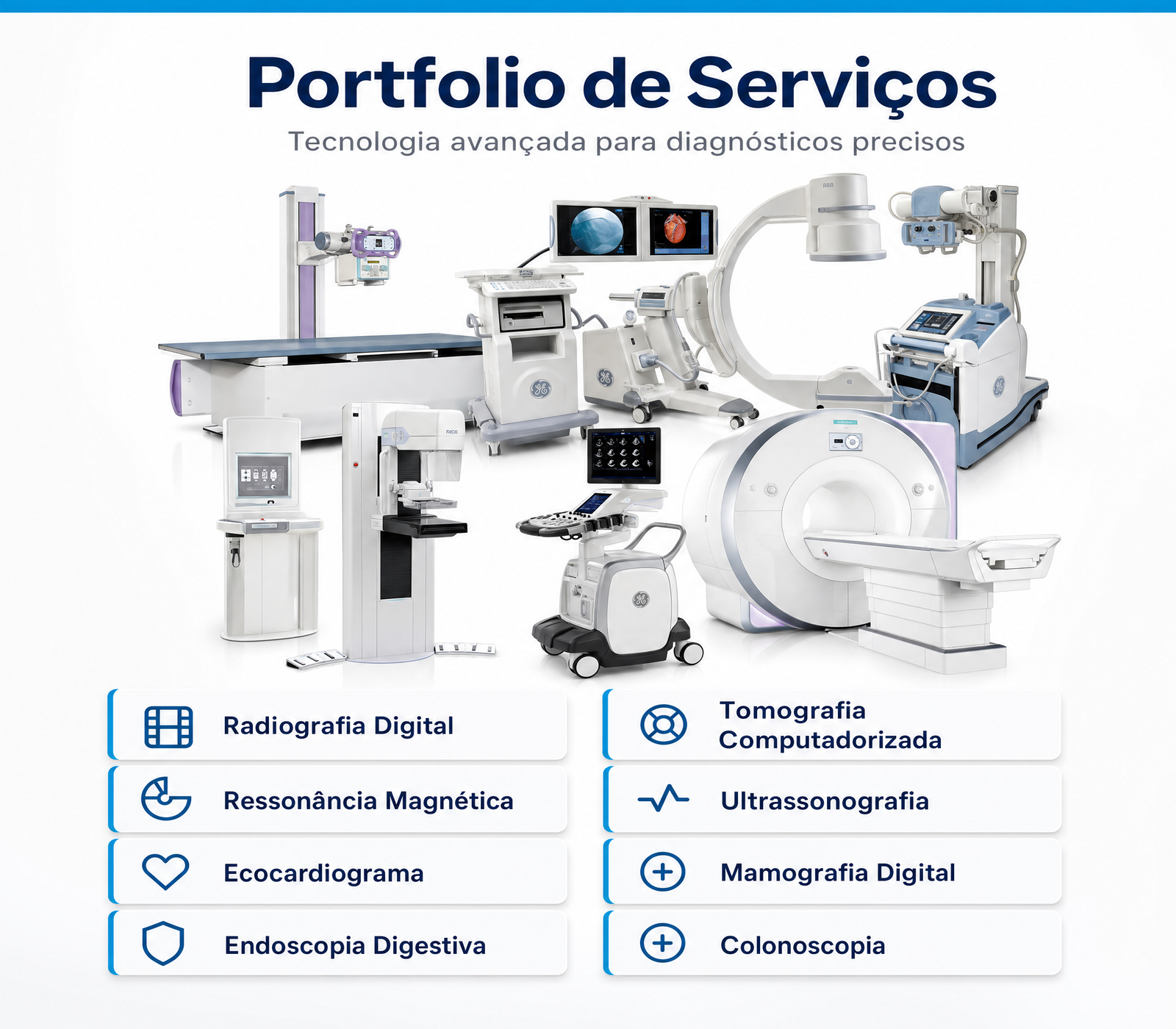 Portfólio de Serviços — Tecnologia avançada para diagnósticos precisos
