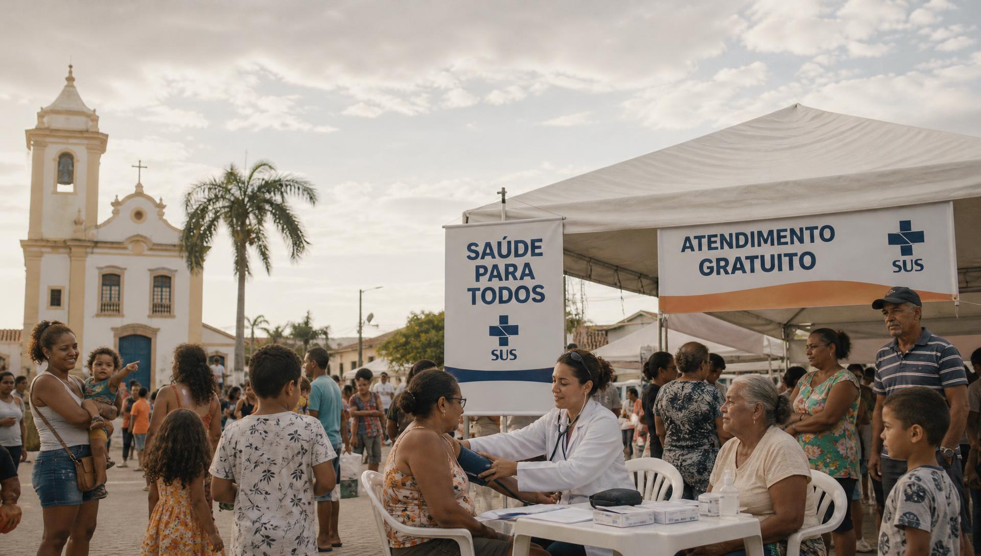 Ação comunitária de saúde do SUS com atendimento gratuito