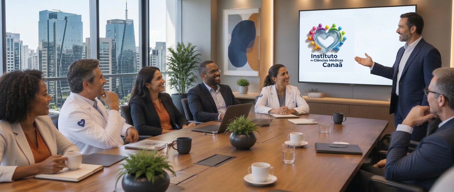 Reunião de conselho do Instituto Canaã apresentando a estrutura de governança
